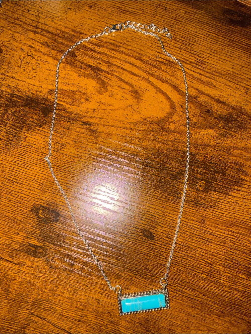 Faux turquoise bar necklace